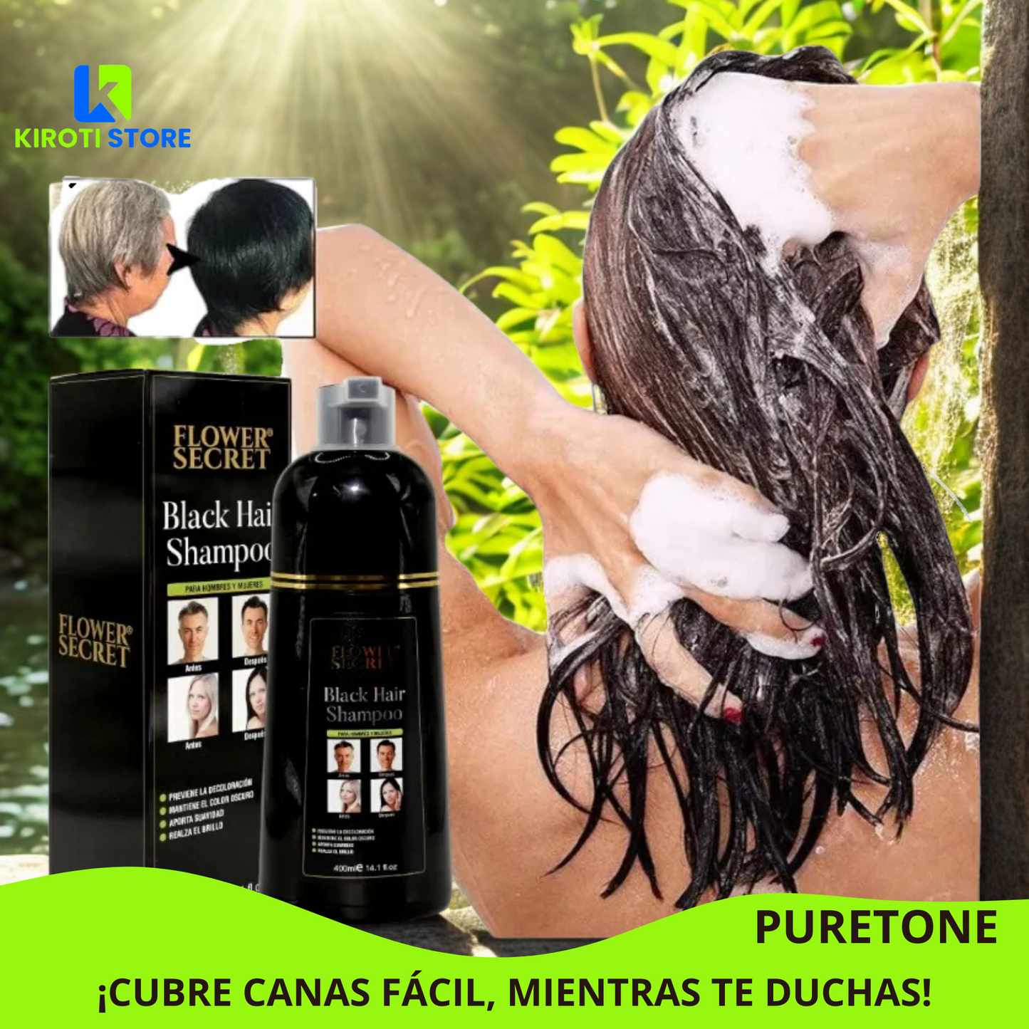 SHAMPOO PINTA CANAS FLOWER SECRET 400 ML PURETONE