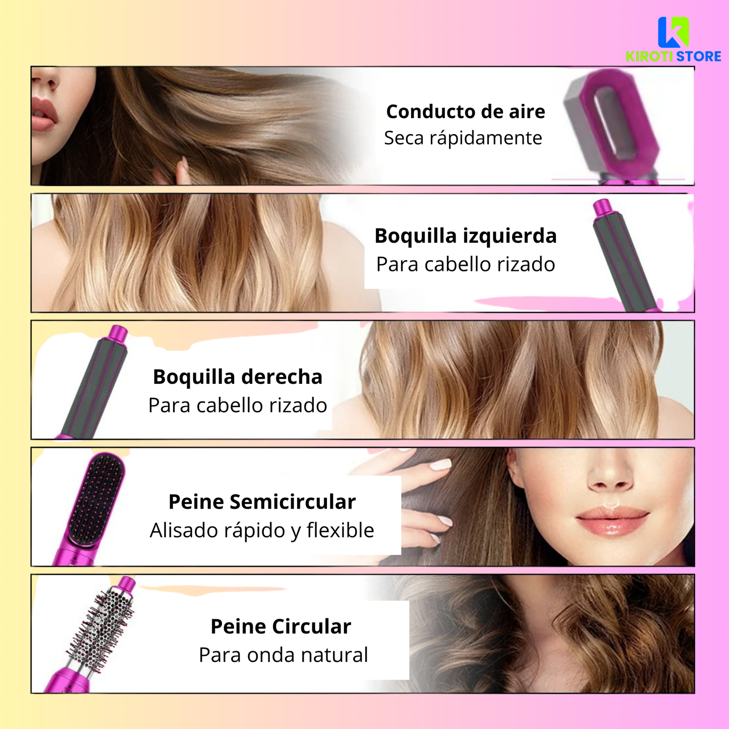 Secador de pelo 5 en 1 GLOWDDRY