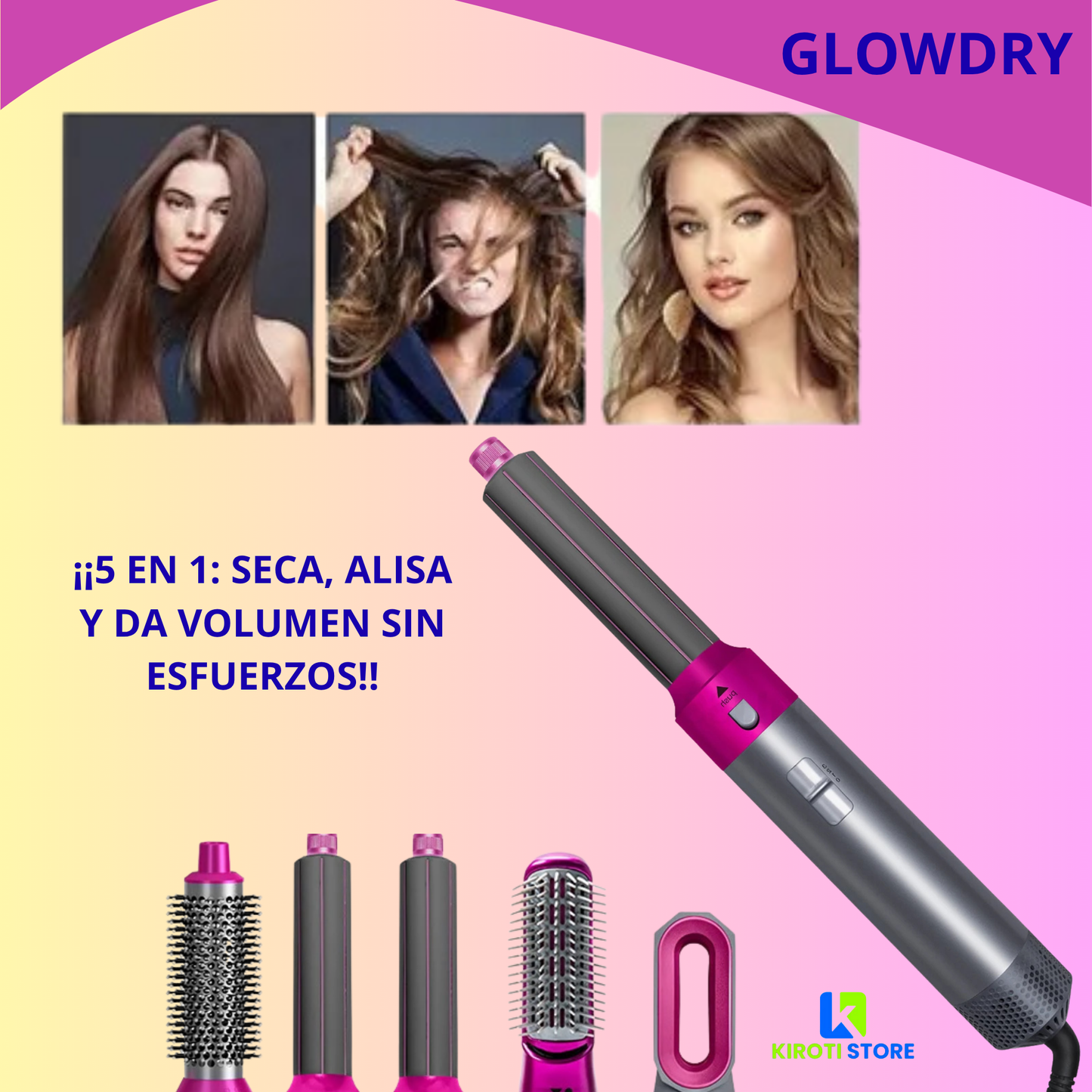 Secador de pelo 5 en 1 GLOWDDRY