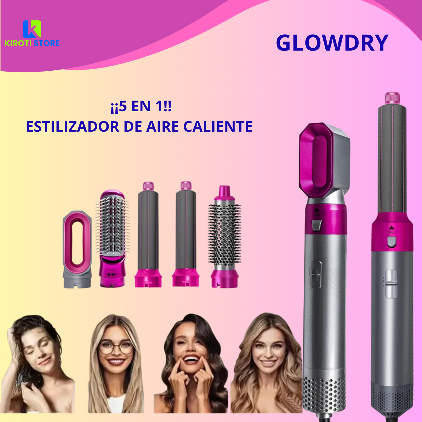 Secador de pelo 5 en 1 GLOWDDRY